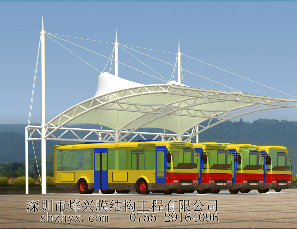 【膜結(jié)構(gòu)工廠促銷】中巴、大巴膜結(jié)構(gòu)車棚